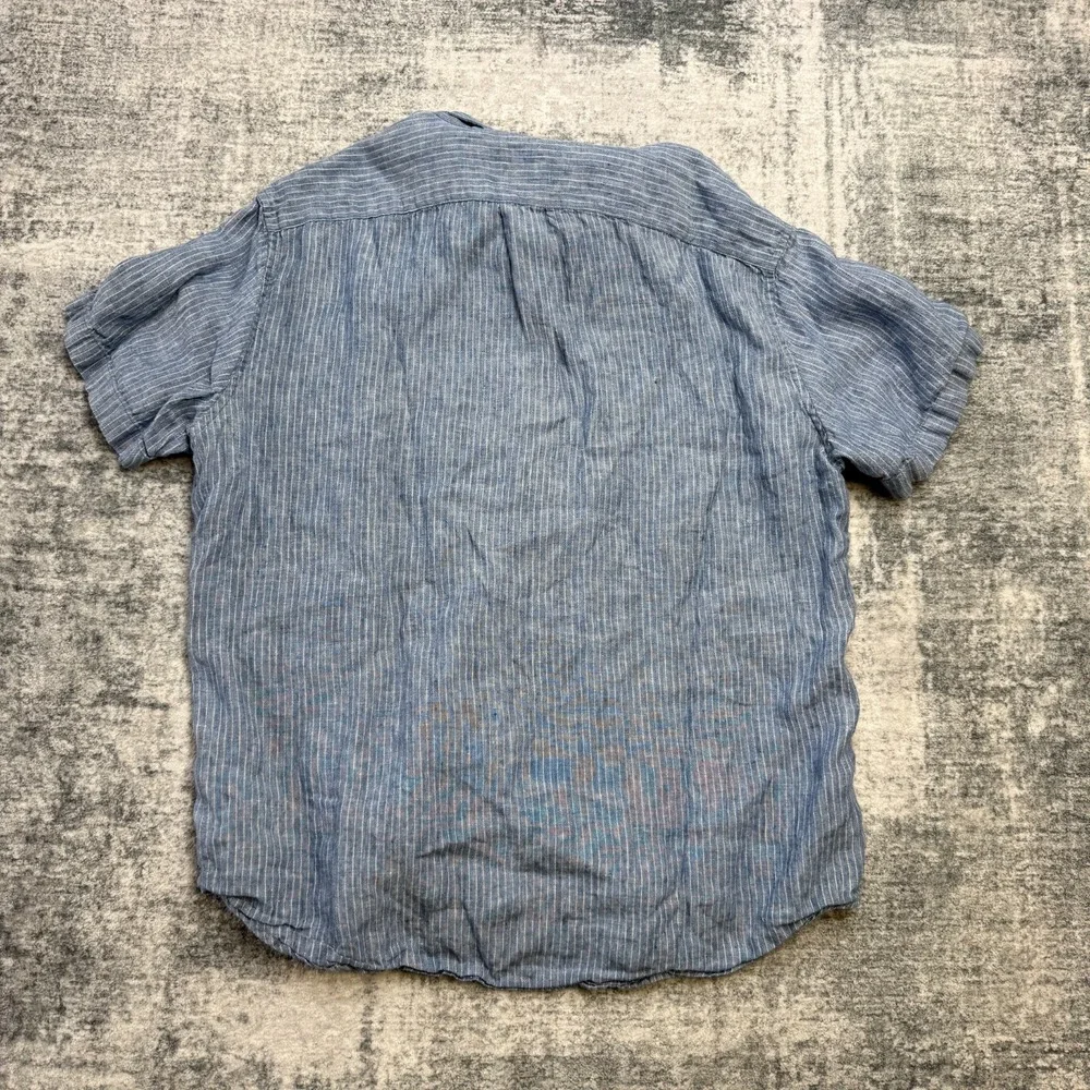 J Crew Shirt Mens Large Blue Striped Baird McNutt Irish Linen Preppy Coast Beach - Picture 6 of 8
